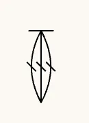 A closed-base cluster (挑針): three members meeting at a single point.
